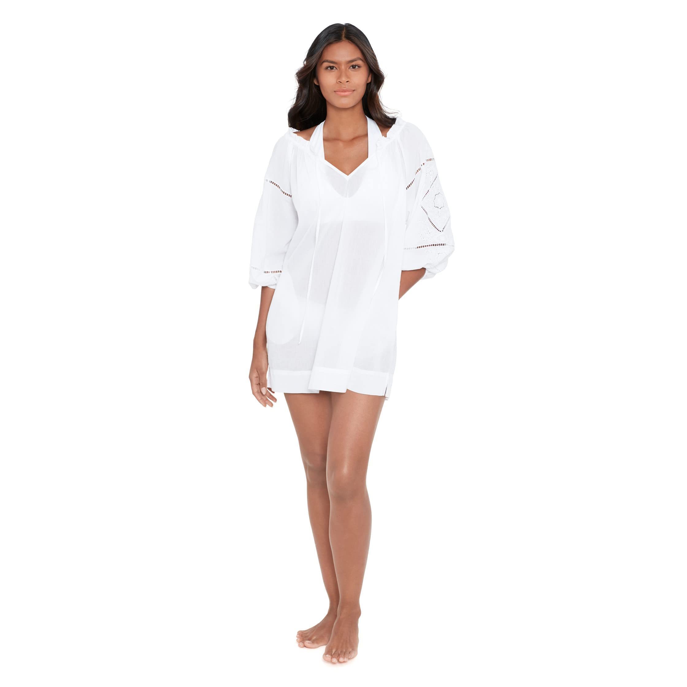 Lauren Ralph Lauren Beach Club Solids Embroidered Dress White Lg (Us 12-14)